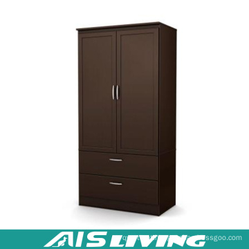 Armário do Wardrobe do quarto da madeira compensada com 2 gavetas (AIS-W255)